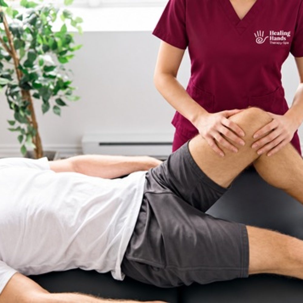 Terapia de rodilla en spa clínico
